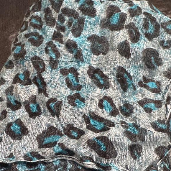 Turquoise Leopard Print Sheer Scarf | Aqua Blue Shawl Wrap | Lightweight - Picture 10 of 12